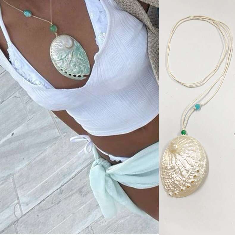 Exaggerated natural shell patchwork collarbone chain ocean style on holiday necklace