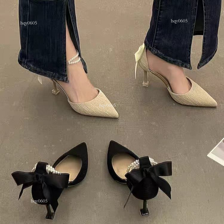 High quality new product designer new shoes high heels women's 2025 spring/summer new pearl foot ring fairy gentle baotou new fashionable shoes