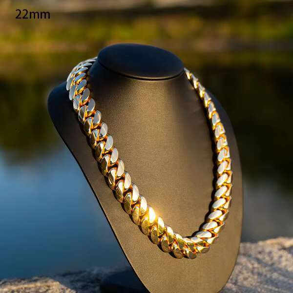 Wholesale Choker 14K 18k Gold Plating Custom 925 Silver Cuban Link Chain Hip Hop Jewelry 22mm Miami Chain Necklace Bracelet