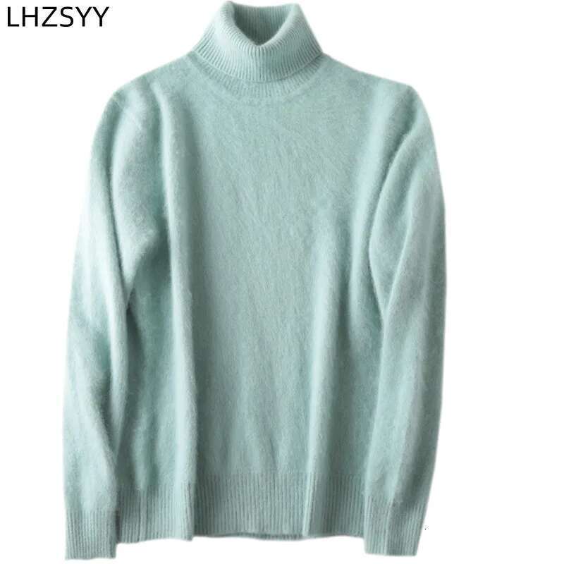 Autumn Winter Women's 100% Pure Mink Cashmere Lapel Pullovers Loose Knit Tops Korean Wild Sweater Female Jacket Jumpers