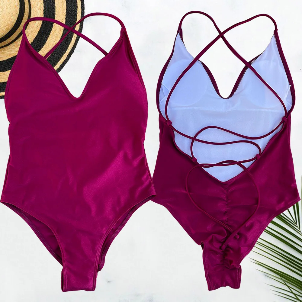 Solid One Piece Swimsuit Women Swimwear 2025 Bikini Sexy Bodysuit Plus Size Bathing Suit Swimming Suit maillot de bain femme 250509