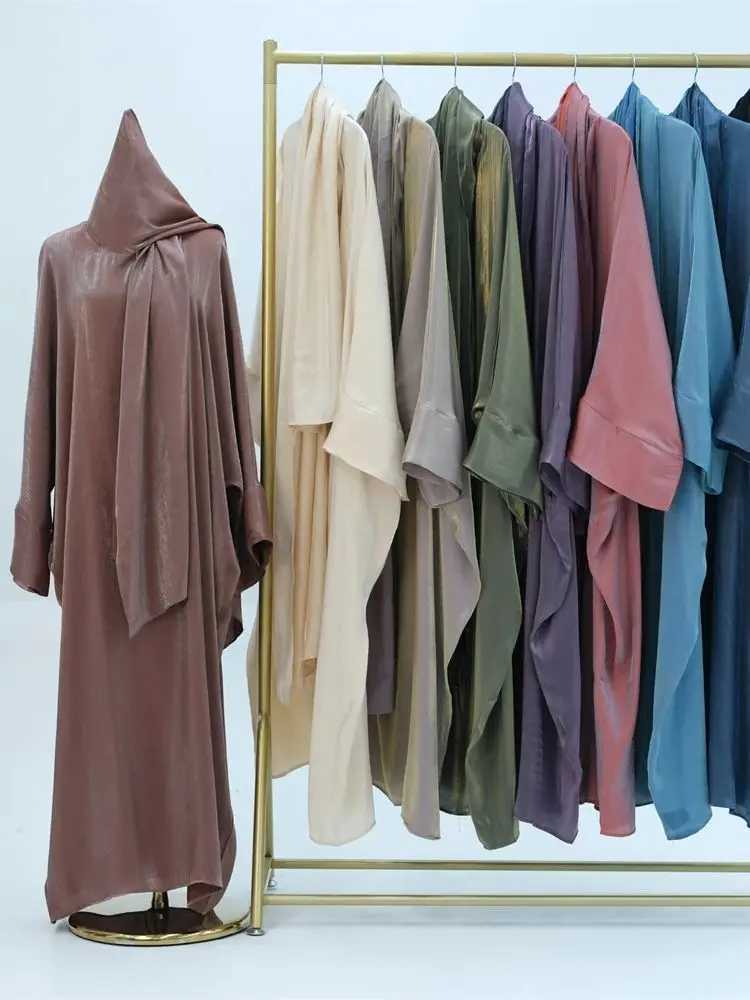 Ramadan Eid Satin Abaya Dubai Khimar Muslim Kaftan Dress Islamic African Dresses For Prayer Clothes Women Caftan Marocain Femme X250514