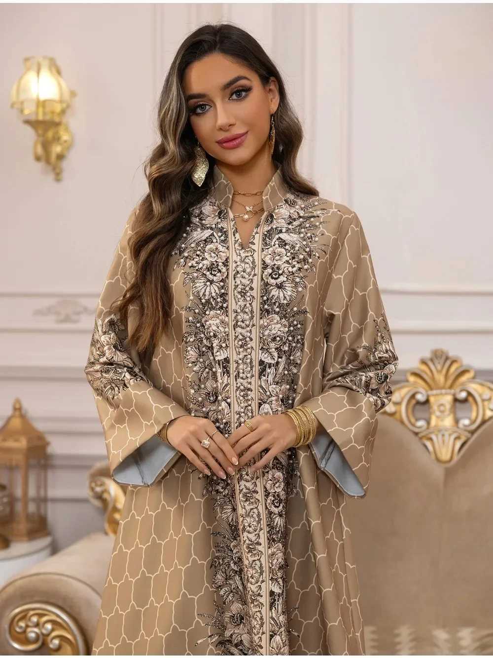 Muslim Dress Women Abaya for Eid Diamond Party Dresses Arab Long Robe Print Abayas Dubai Morocco Kaftan Islam Jalabiya Vestidos X250514