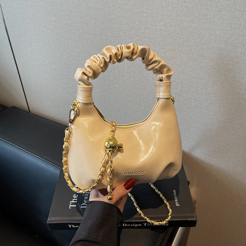 Niche handbag women's spring and summer 2025 new fashion chain shoulder crossbody pleated hand-held dumpling bag