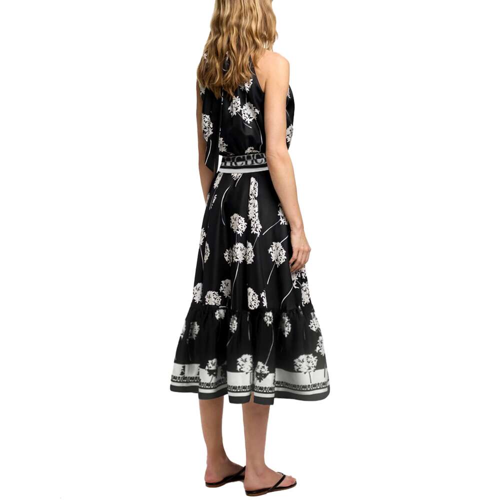 CHCH New 2025 Women Fashion Sleeveless Tank Summer Elegant Sundress Femmel Slim Waist Lace-Up Vintage Midi Dress