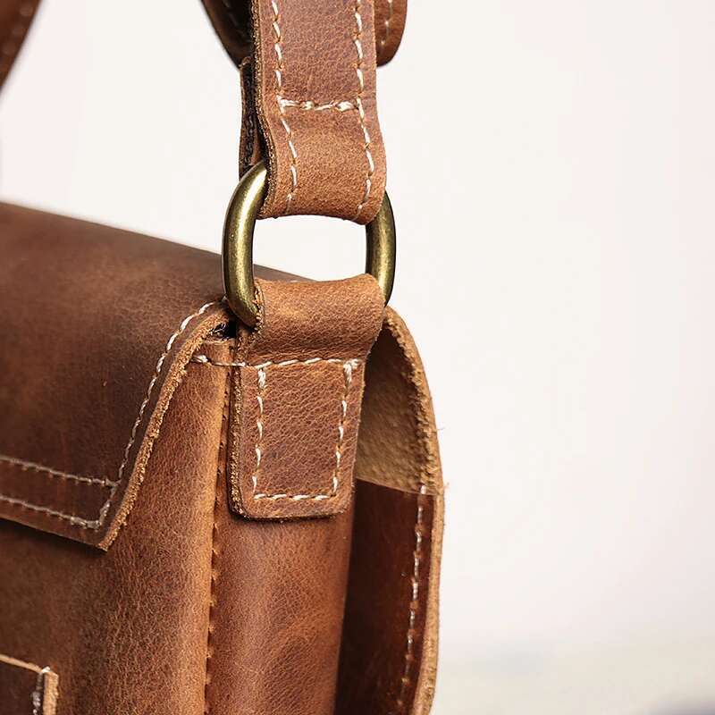 Retro Flip Black Small Shoulder For Men Genuine Leather Sling Crossbody Bags Minority Design Man Simple Mobile Phone Bag