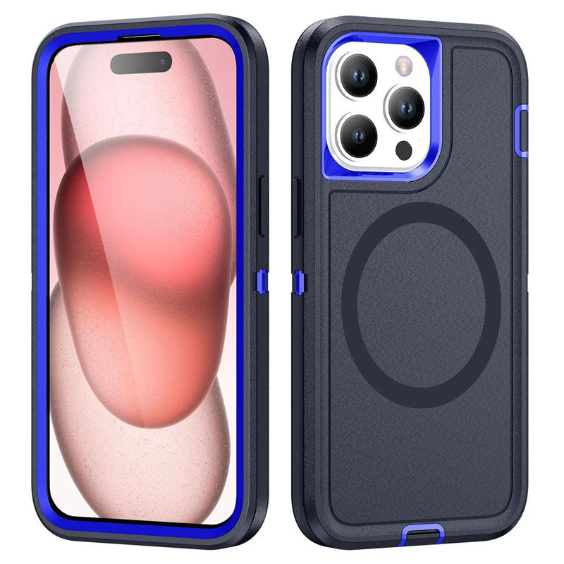 Heavy Duty Rugged Magnetic Charge Defender Case Cover For iPhone 16 15 14 Plus 13 Pro Max Dual Layer 3 in One Shockproof With Magsafe Capa