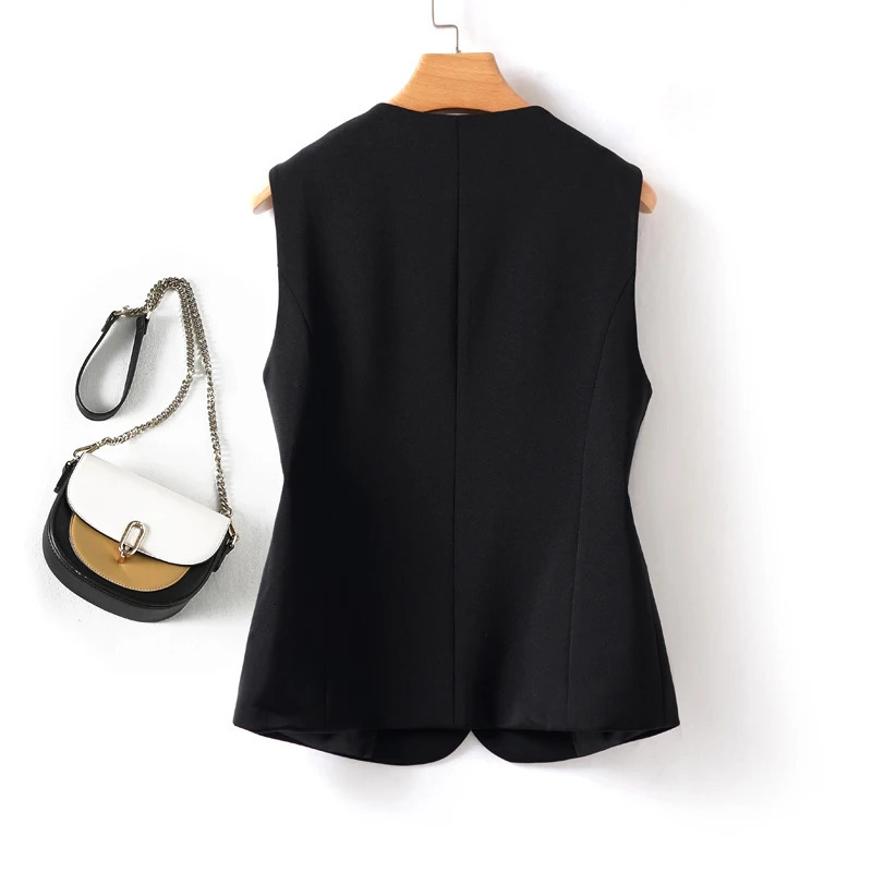Slim fit Vneck short spring and autumn vest womens jacket elegant in the workplace 250506
