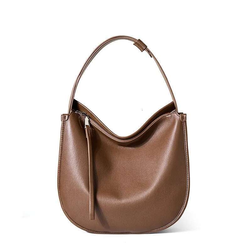 Lazy style 2025 minimalist and comfortable soft leather tote bag, cowhide commuting large capacity single shoulder crossbody bag