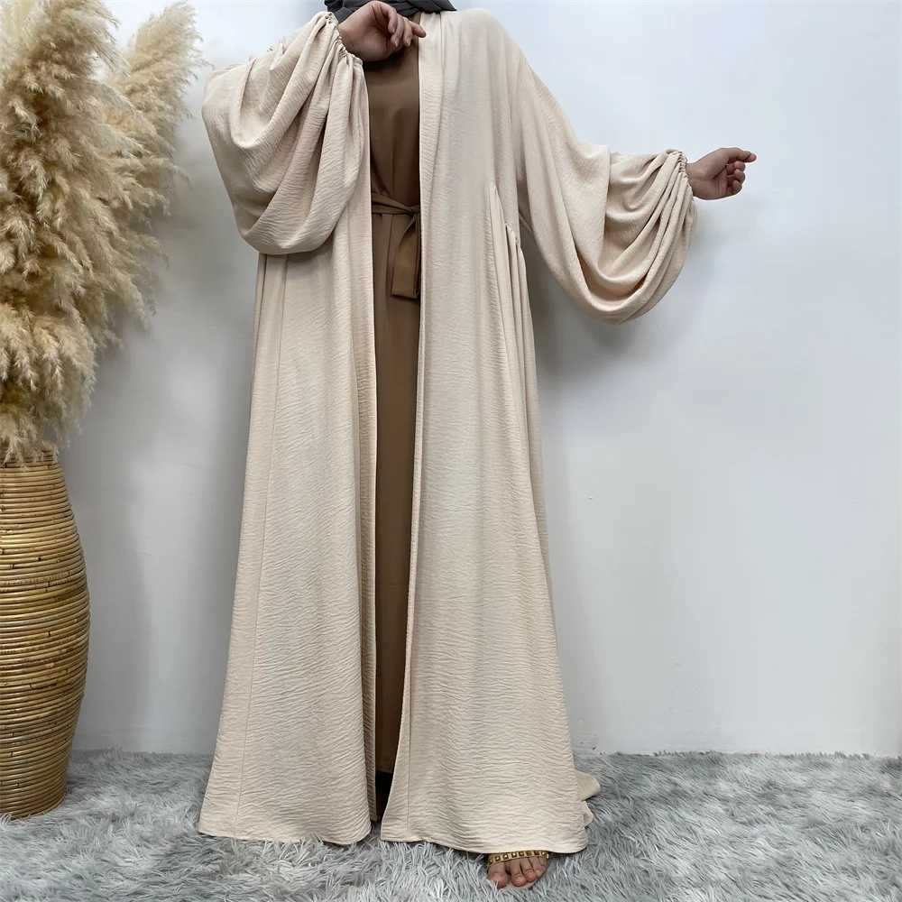 Satin Abaya for Women Shimmer Lantern Slve Islamic Hijab Robe Dubai Turkey Modest Outfit Kaftan Ramadan Muslim Long Dress X250514