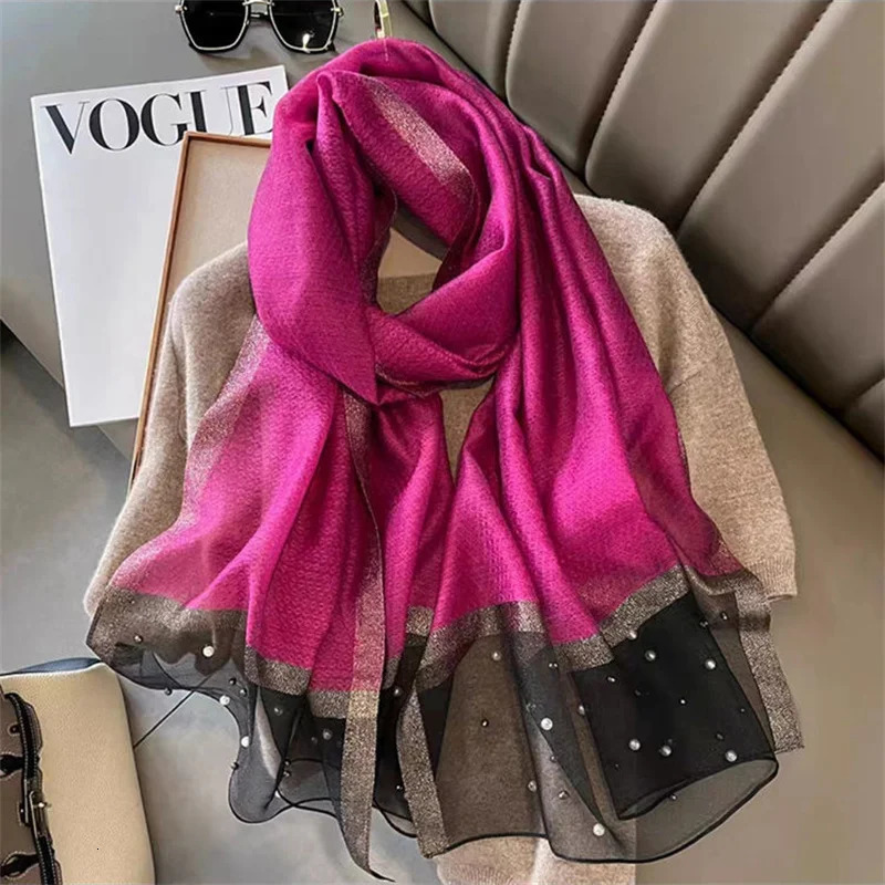 2025 Women Fashion Scarf Plain Solid Silk Linen Shawls Scarves Summer Lady Bandanas Foulard Hijab 250514