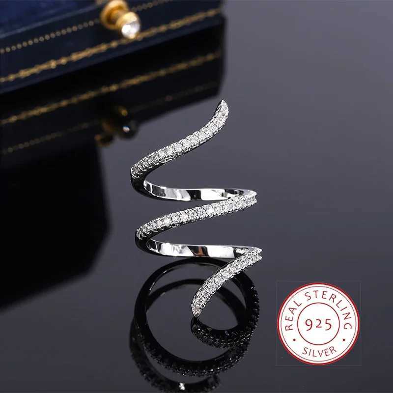 New Fashion 925 Silver Ring Geometric Zircon Ring Irregular Line Ring Personality Simple Engagement Wedding JewelryXJ250514