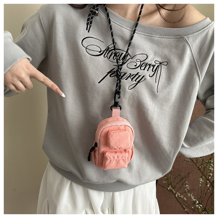 Designer pendant mini small square bag nylon waterproof women's multi pocket headphone bag minimalist solid color zipper crossbody bag coin pocke