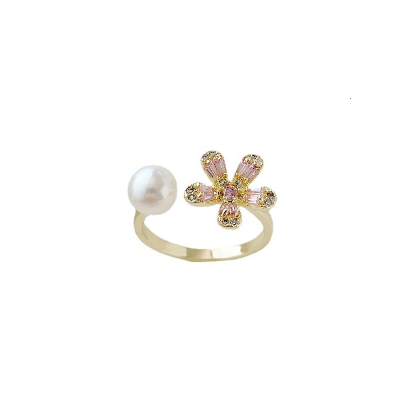 Korean Style Fashion for Women Personalized Pearl Flower Ring Jewelry