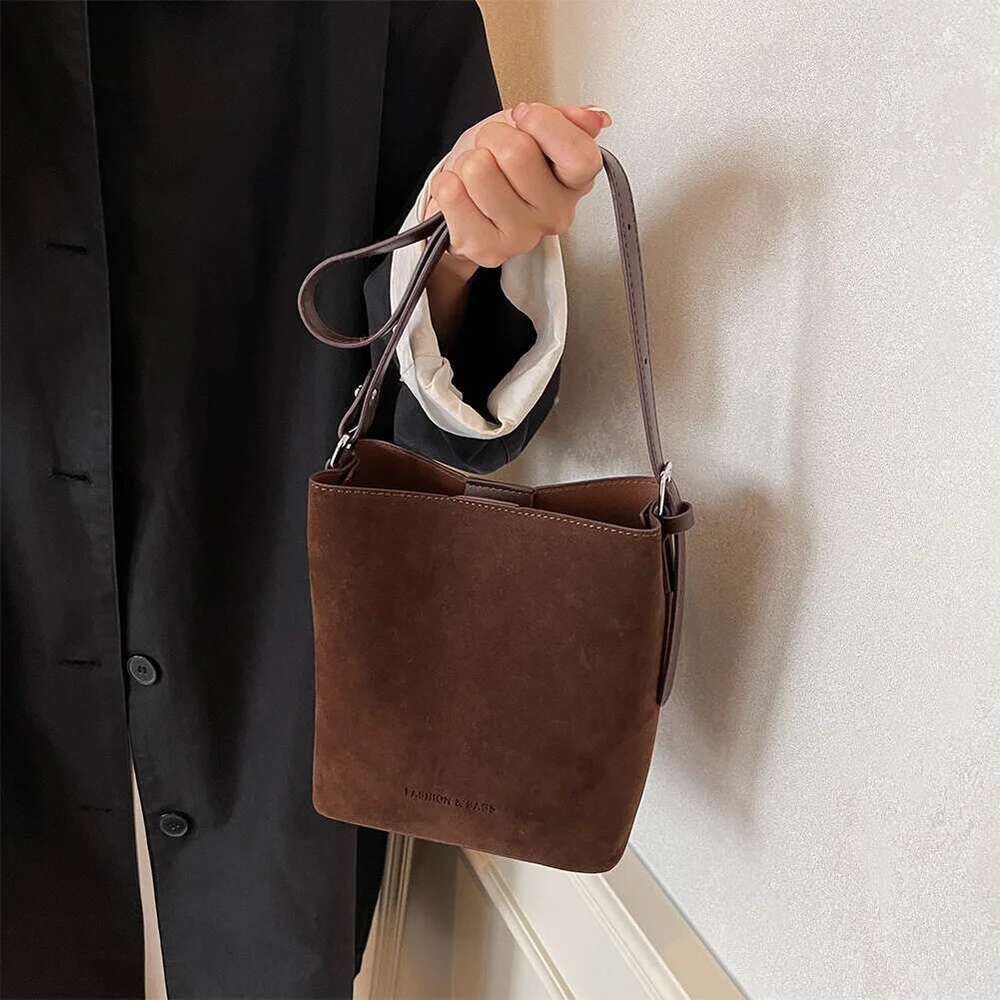 Trendy Women Fashion Lady Casual Leather Shoulder Bag Soft Underarm Pack Female Suede Tote Bucket Handbag For Girls