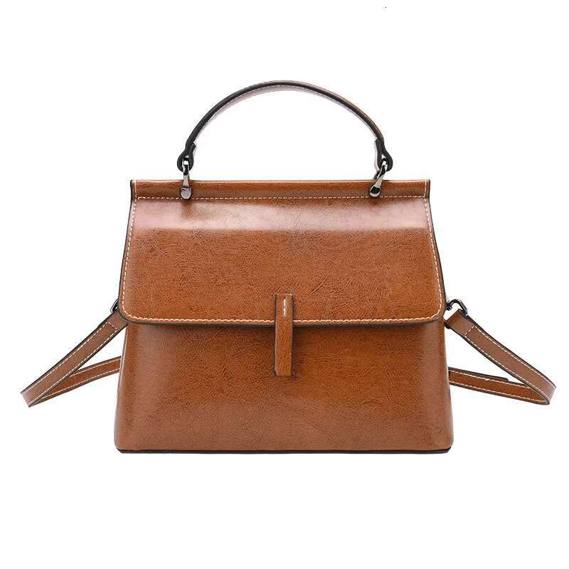 Fashionable Genuine Leather Women's 2024 New Korean Version Handbag Urban Simple Style Single Shoulder Bag
