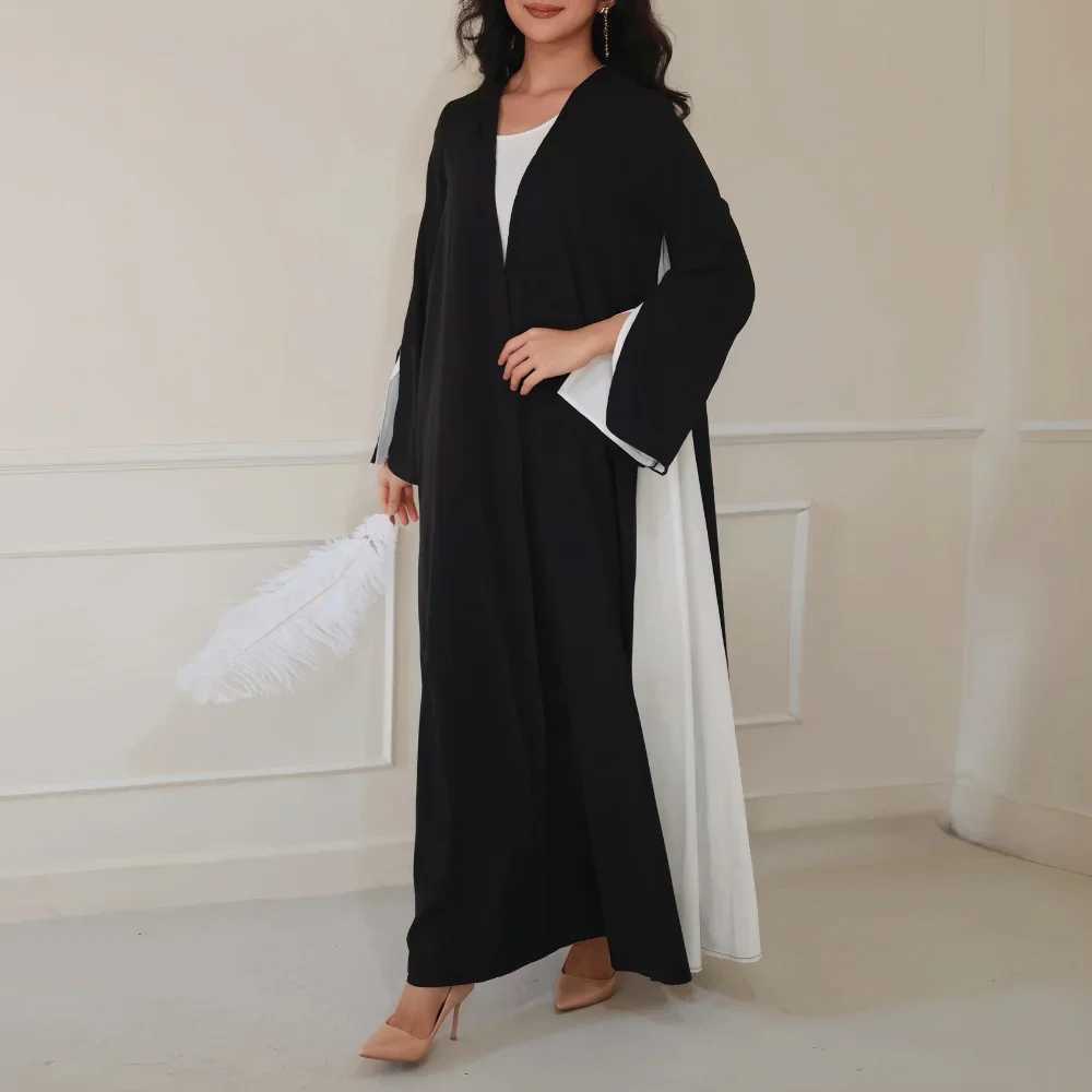 Turkey Abaya Muslim Open Front Black Abayas Elegant Long Slve Middle-East Islamic Arabian Kaftans Women Jilbabs Maxi Dresses X250514