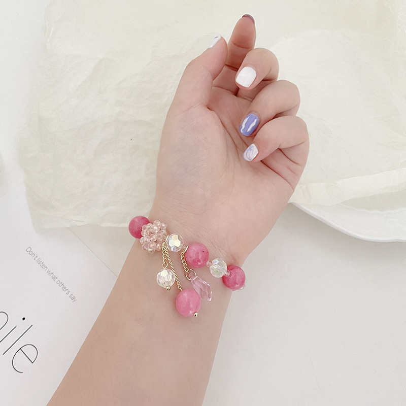 Fashionable Korean semi transparent crystal fashion decoration simple stone bead bracelet, elastic rope