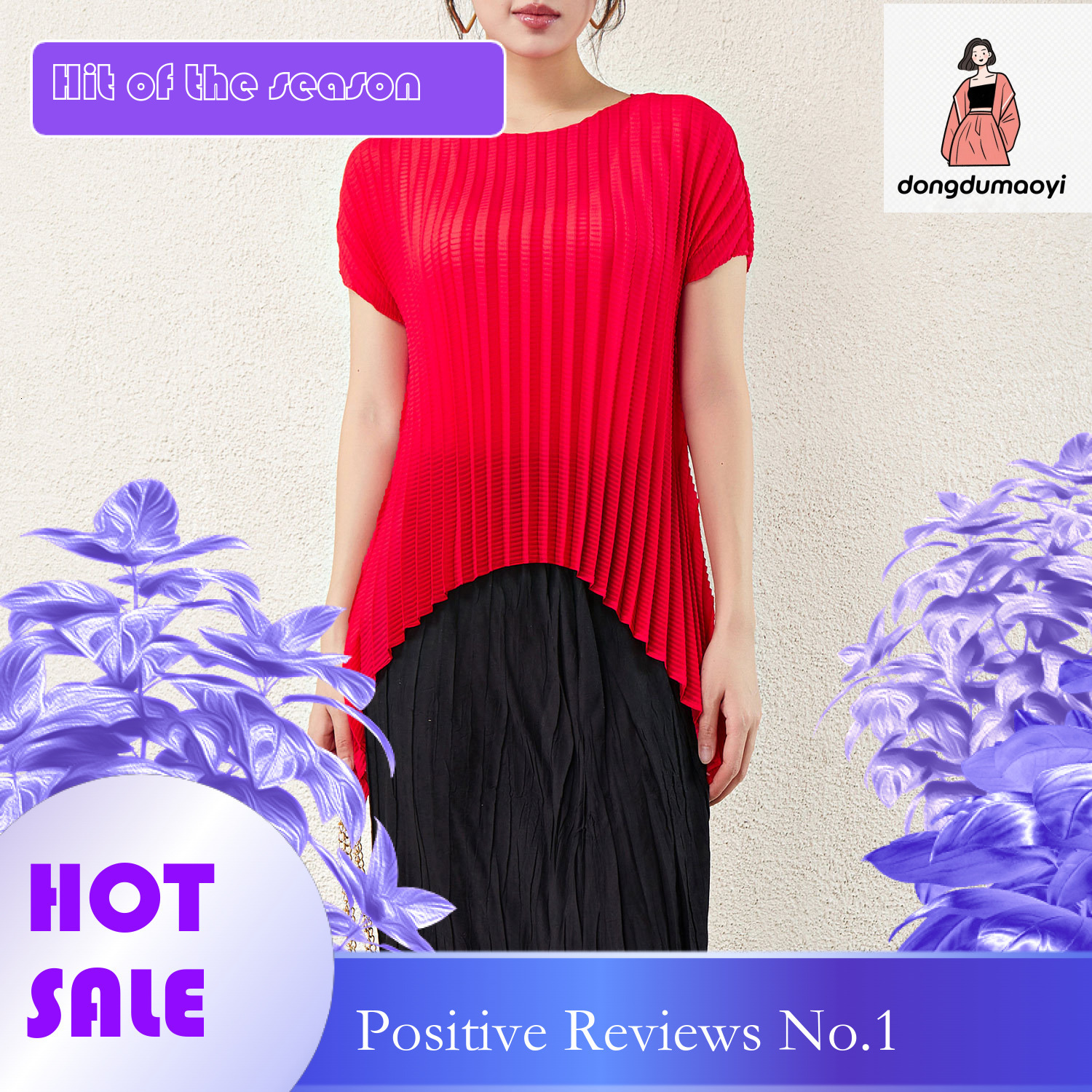 dongdumaoyi Miyake irregular top women's summer new collection with pleats, niche design, loose fit, plus size, fat mm sleeveless t-shirt for wom