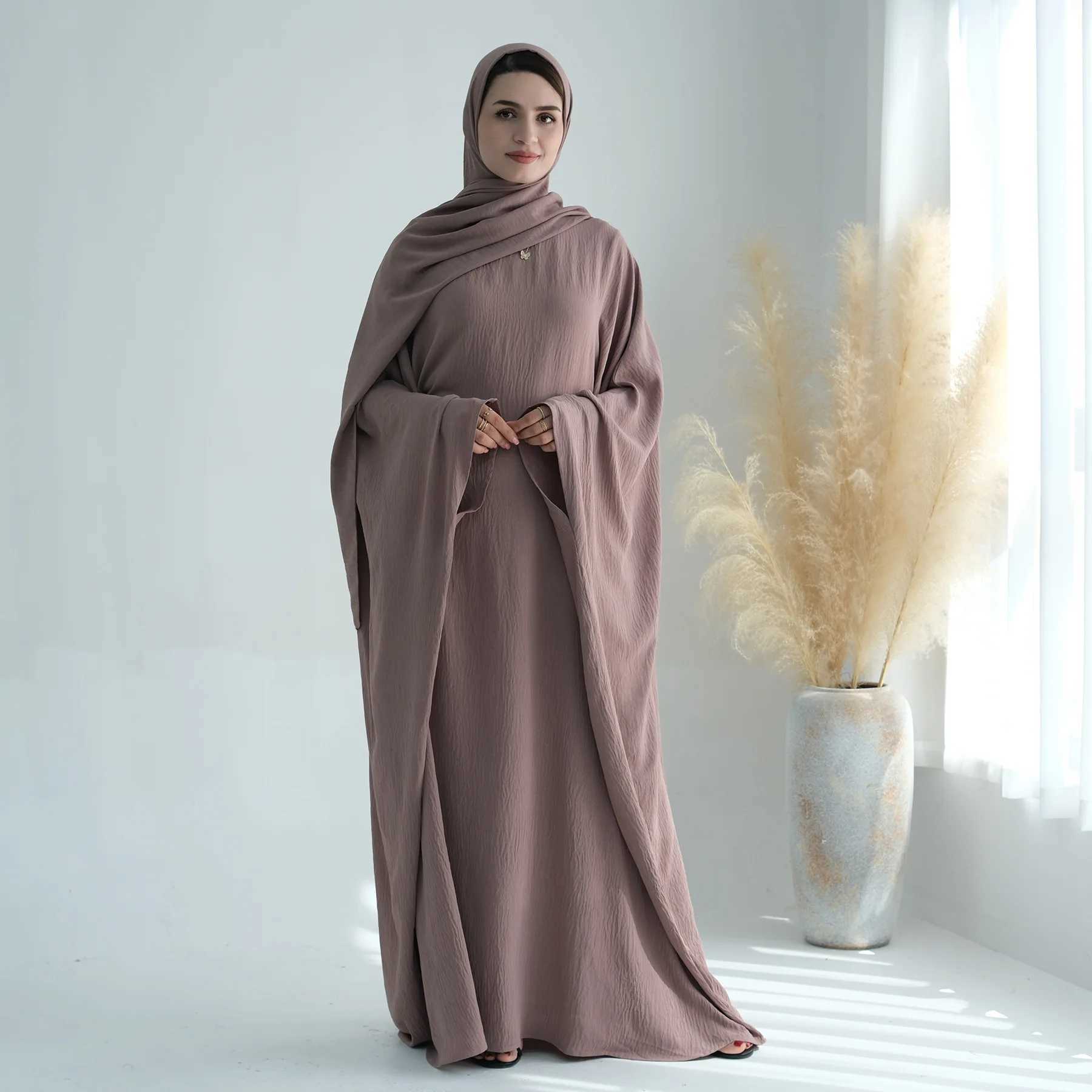 2024 Ramadan Abaya Dubai Kaftan Muslim Long Dress Turkey Abayas For Prayer Islamic Clothing Women Robe Longue Femme Musulmane X2505141