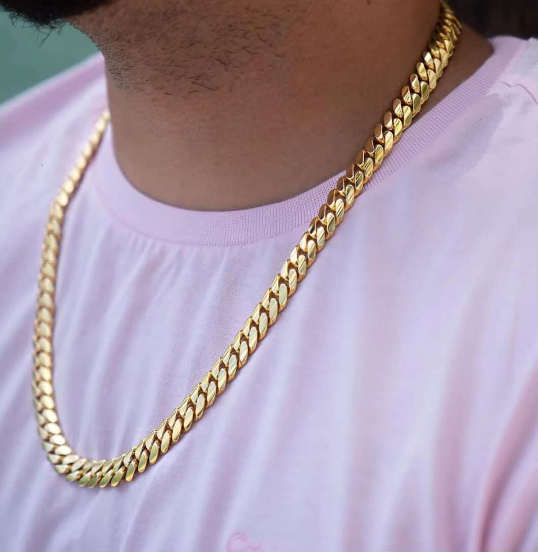 12 mm 925 Sterling Silver Hip Hop Miami Cuban Link Chain 18K Rapper Mens Cuban Necklace Gold Party Engagement Gift