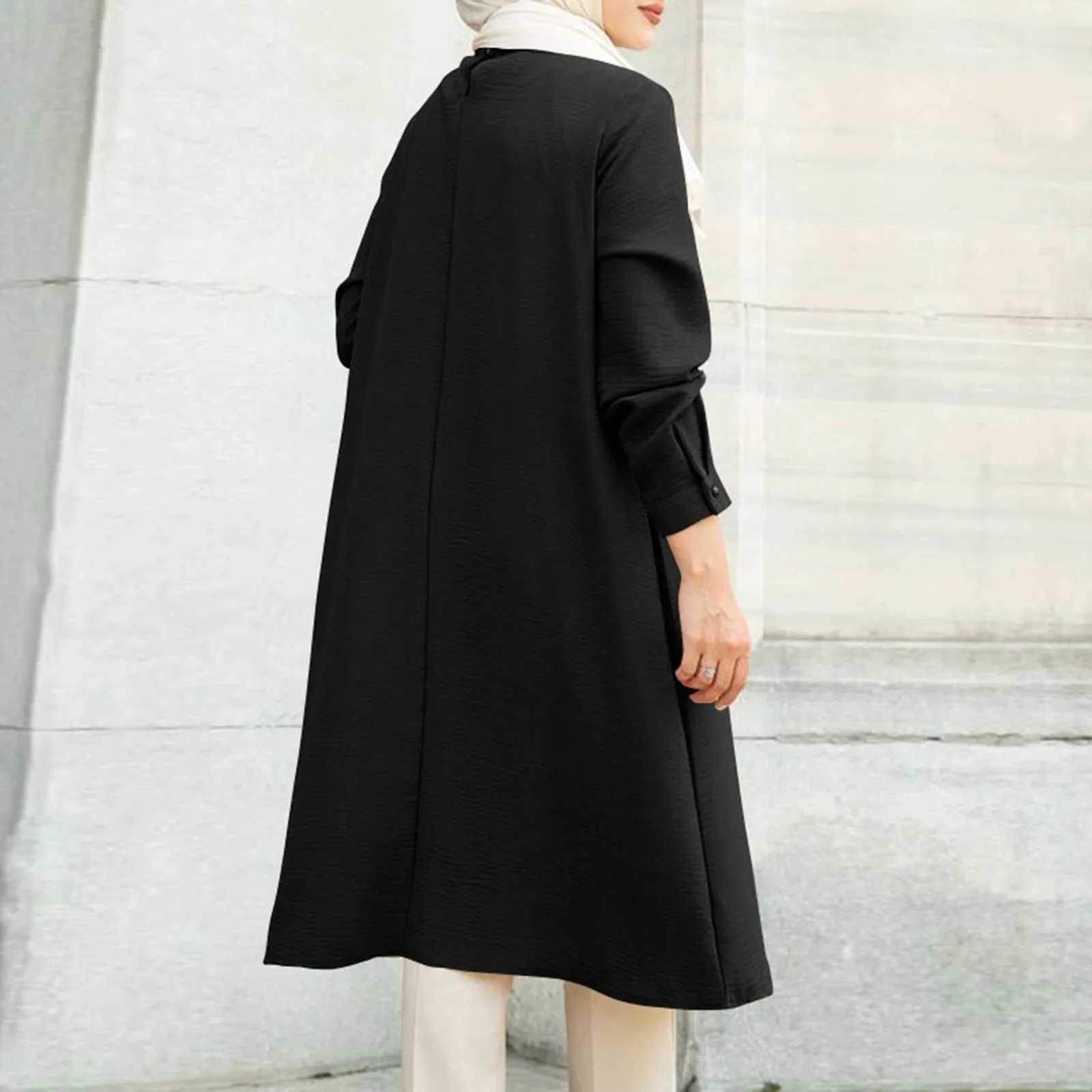 Arab Women Muslim Long Slve Blouse Dress Casual Loose Blouse Shirts Tops Tunic Loose Chemise Morocco Turkish Solid Dress X250514