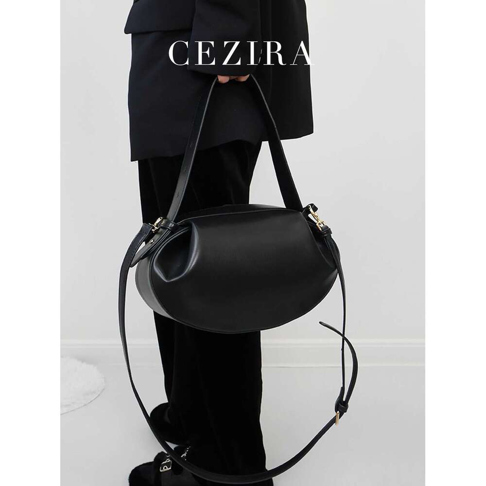 CEZIRA Women Fashion Designer PU Vegan Leather Handbags Niche Brand Rugby Shape Top-Handle Bags Crossbody Shoulder Purses Daily