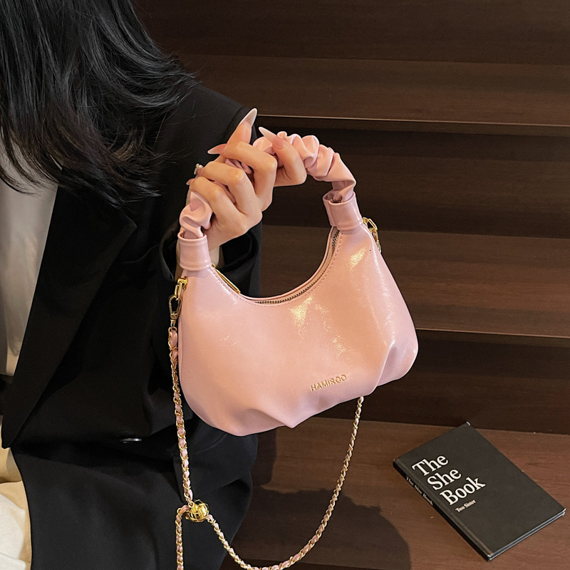 Niche handbag women's spring and summer 2025 new fashion chain shoulder crossbody pleated hand-held dumpling bag