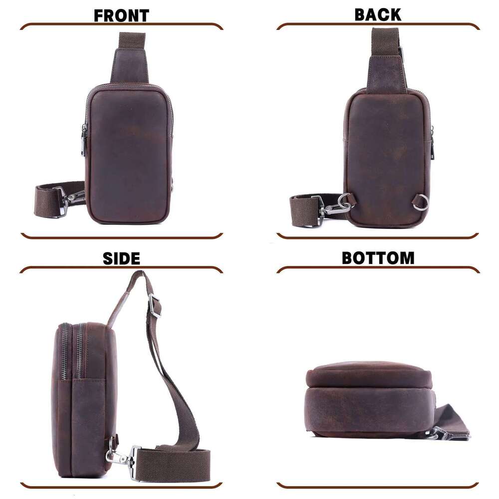 Premium Genuine Chest For men Vintage Full Grain Leather Crossbody Shoulder Sling Bag Daypack Large Capacity