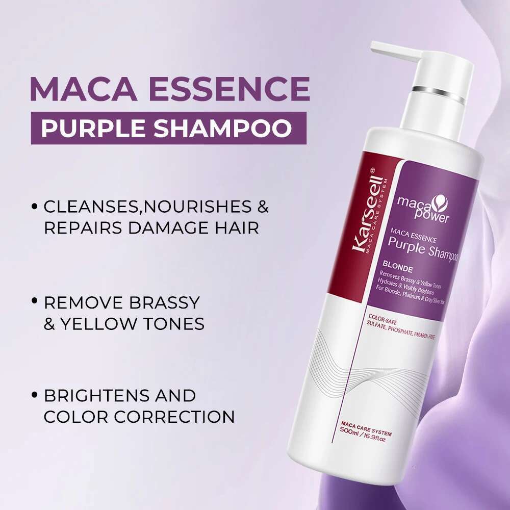 Karseell Purple Neutralizes Brass & Yellow Tones Color-Correcting Shampoo For Blonde Sier Gray Highlighted Hair
