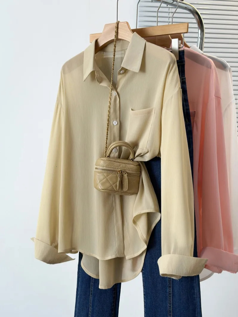 Plus Size Shirt Women Autumn Arrivals Long Sleeve Chiffon Blouses Korean Style Chic Fashion Shirts Tops 250514