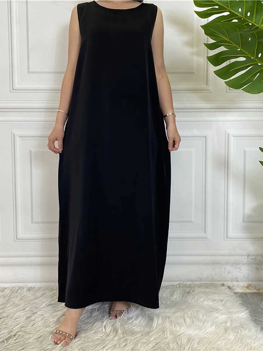 Modest Abaya Femme Casual Vestido All-Match Slveless Inner Dress Muslim For Women Maxi Robe Caftan Moroccan Islamic Clothing X250514