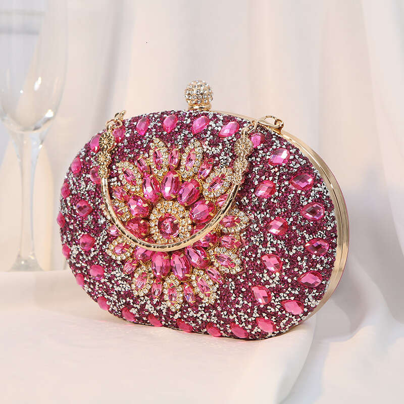 2025 European and American Alloy Flower Dia Inlaid Bag Celebrity Dress Banquet Handbag Female Temperament Versatile New Trendy Ins