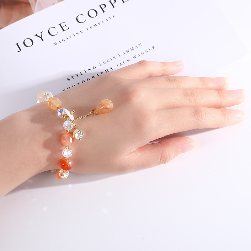 Korean version for women's fashion, colorful stone handmade bead network, natural crystal bracelet
