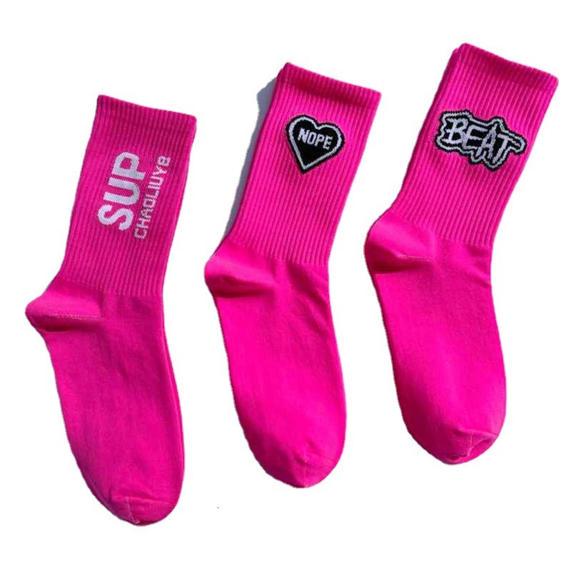 Designer Socks Dragon Fruit Colored Socks Bright Red Men s And Women s Styles Mid Tube Fashion Street Style Personalized Skateboarding Hip hop Style S