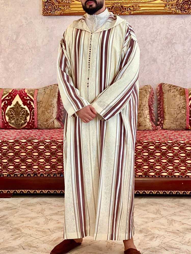 Eid Muslim Men Jubba Thobe Long Robe Saudi Islamic Striped Abaya Caftan Islam Dubai Arab 2024 Summer Morocco Jalabiya Ramadan X250514