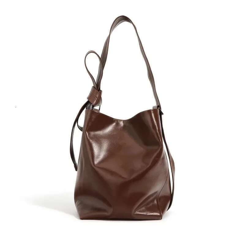 2025 New Soft Genuine Leather Bucket Tote Bag Shoulder Bags Daily Using Bolsa Crossbady Bolsas Advanced Sense Bolsos Mujer