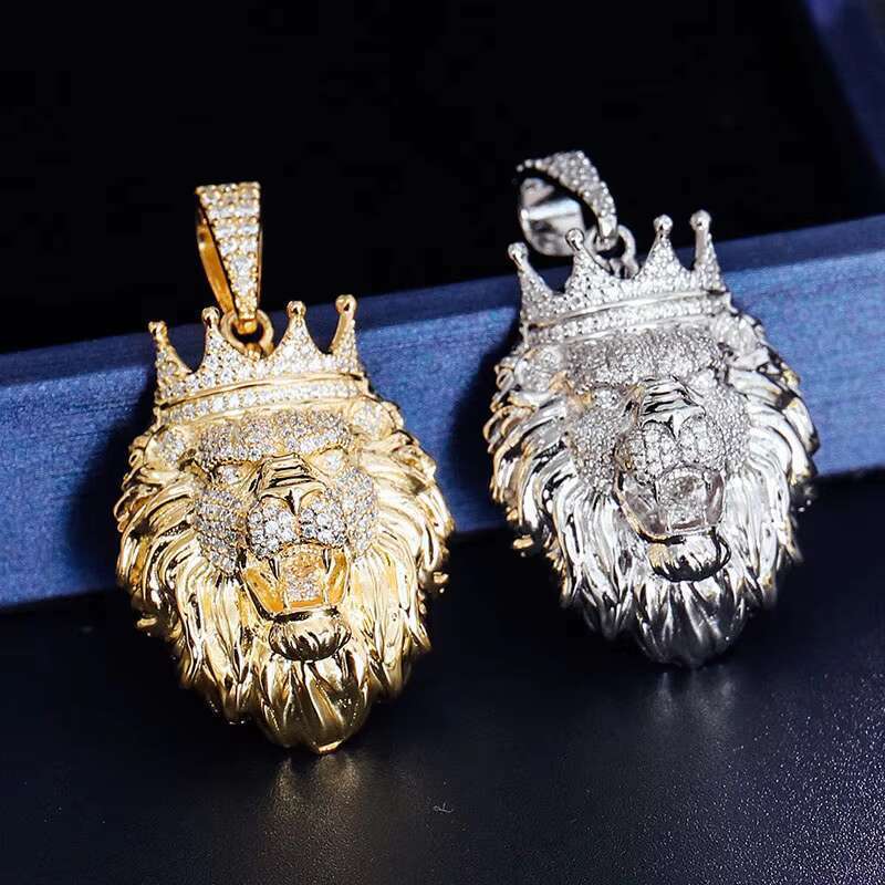 Hip hop jewelry pyroxene 14k 10k tiger graphic sier ice chain pendant