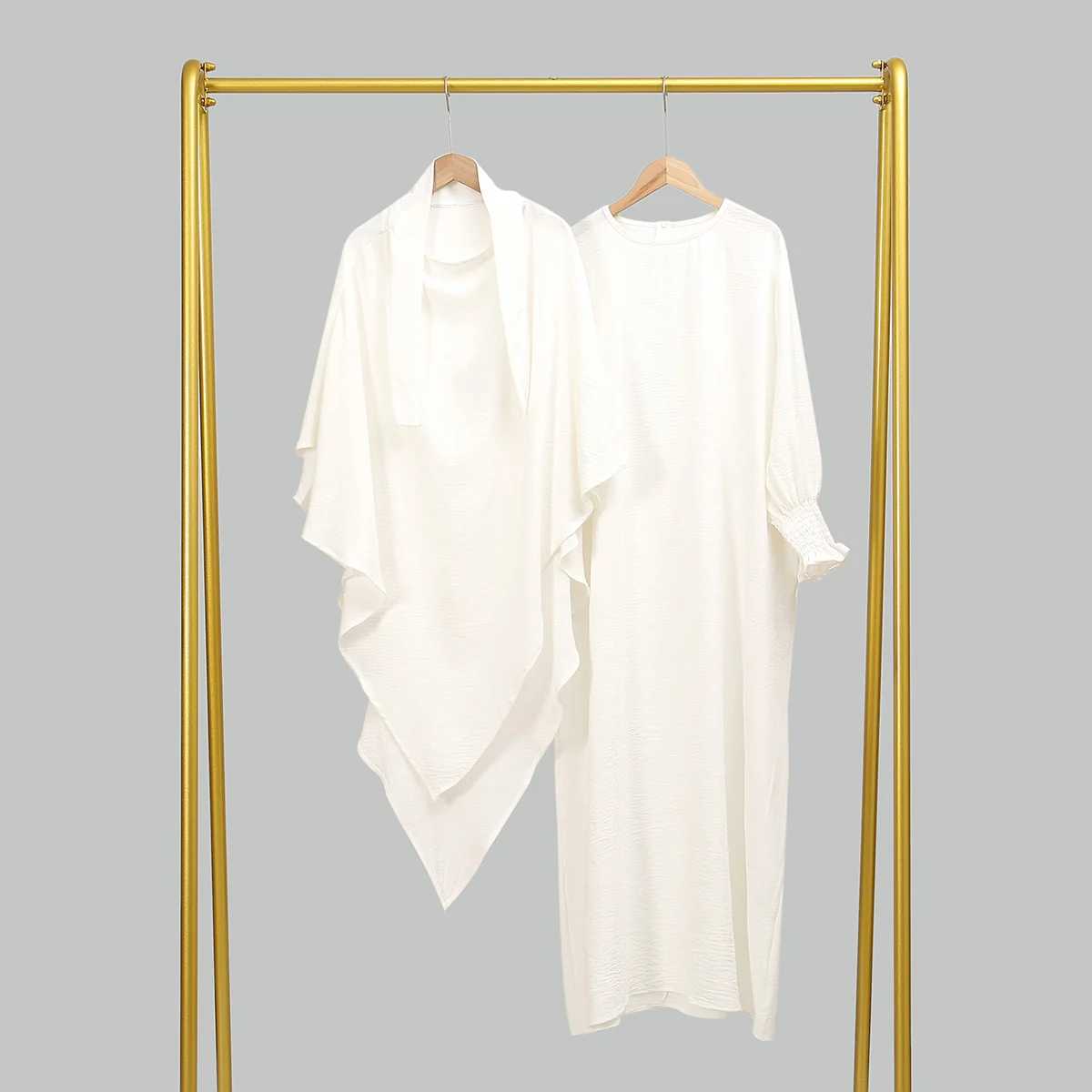Two Piece Jilbab Prayer Set Abaya for Woman Batwing Hijab Dress Muslim Kimono Kaftan Robe Long Khimar Islam Cloth Jilbab Ramadan X250514