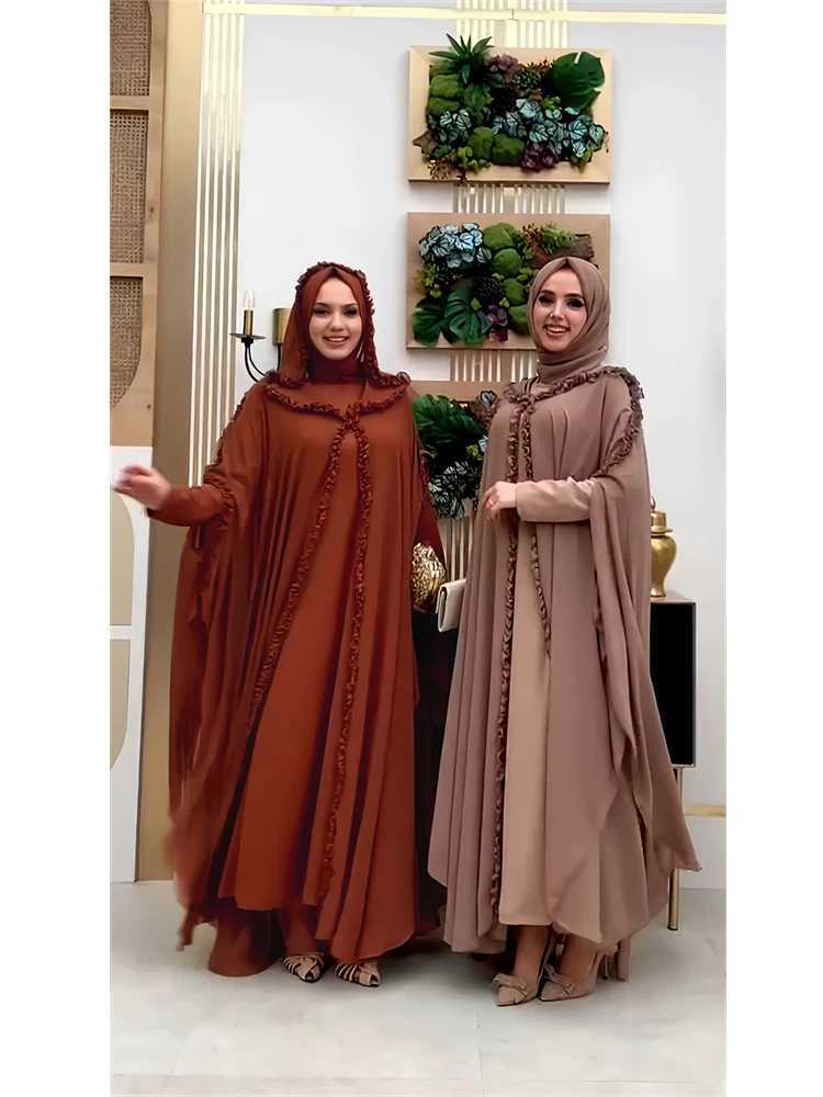 Ramadan Chiffon Muslim 2 Piece Khimar Abaya Set Islam Hijab Dress African Dresses For Women Ka Robe Femme Musulmane Kaftan X250514