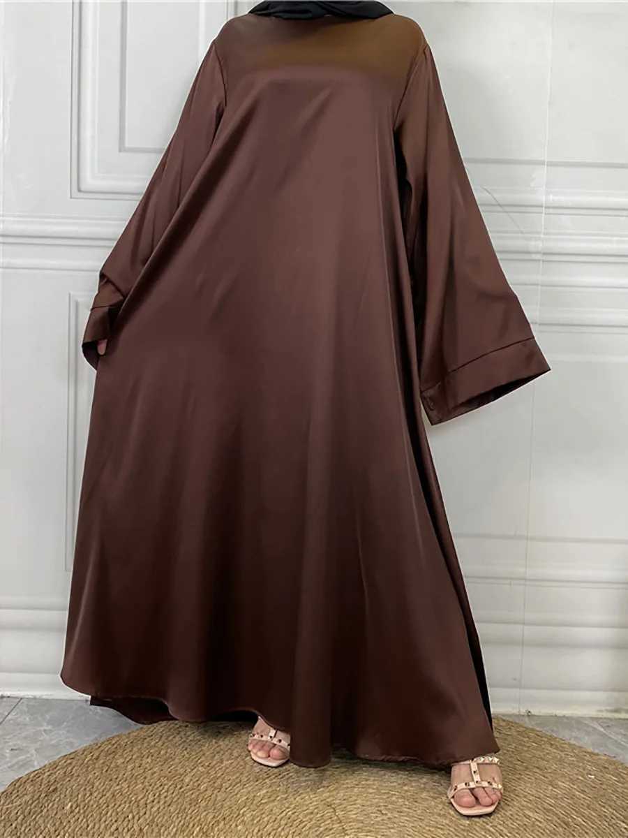 Middle East Muslim Women Middle East Womens modest Abaya hot Ramadan dress Turkey Dubai Islamic satin long dress X250514
