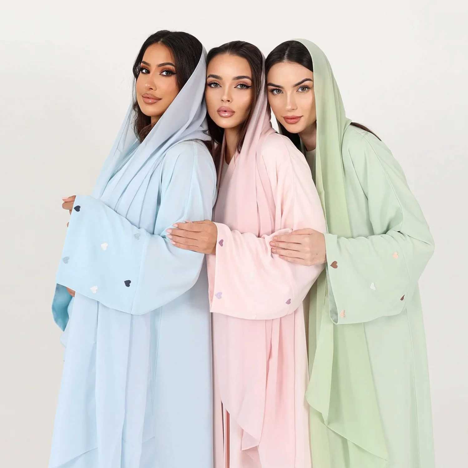 Embroidery Open Abaya Muslim Women Maxi Dress Dubai Turkey Kaftan Ramadan Kimono Jalabiya Caftan Marocain Femme Ka Robe Gown X250514
