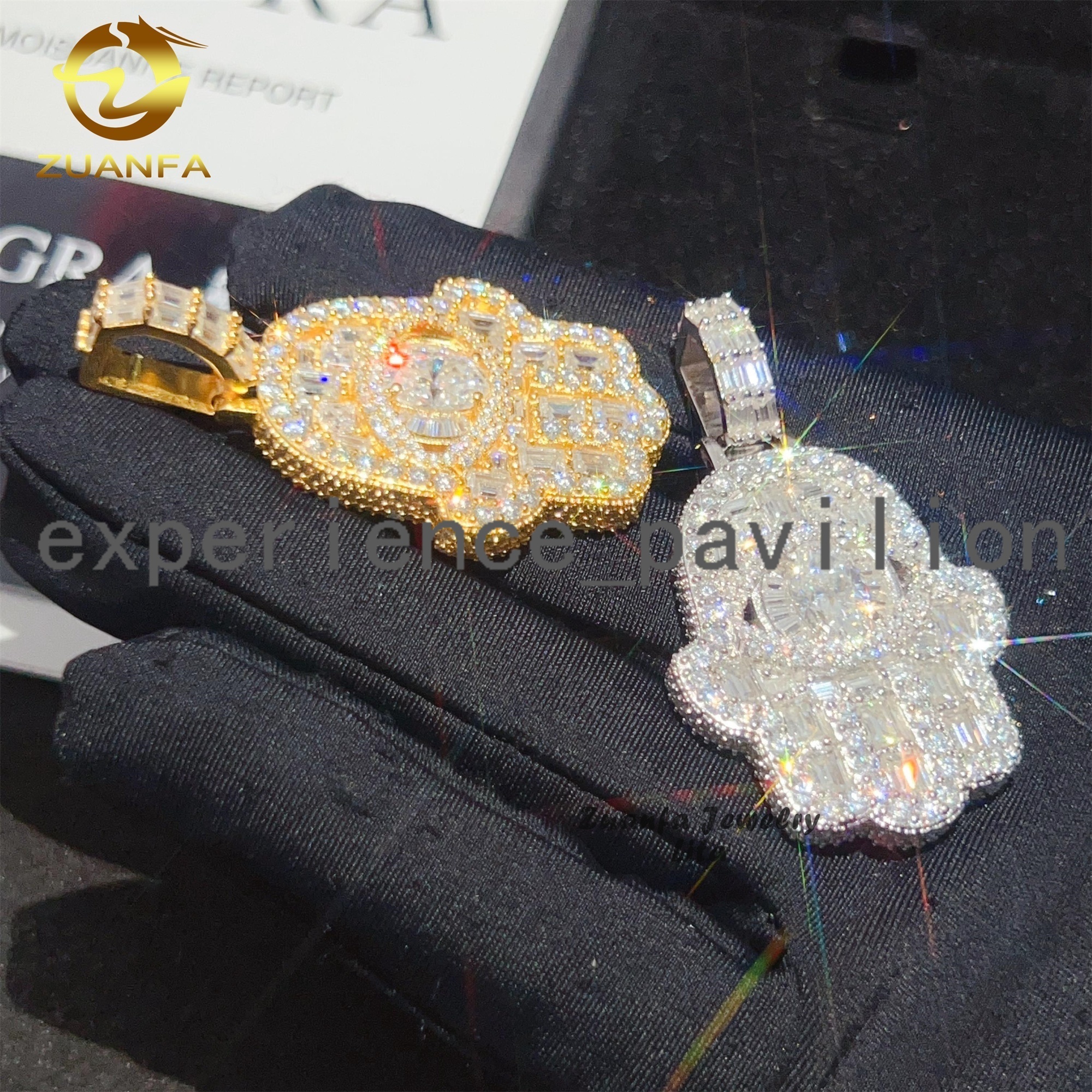 Fine Jewelry Top Quality Hip Hop Rapper Charms Silver 925 Iced Out VVS Moissanite Diamond Hamsa Pendant