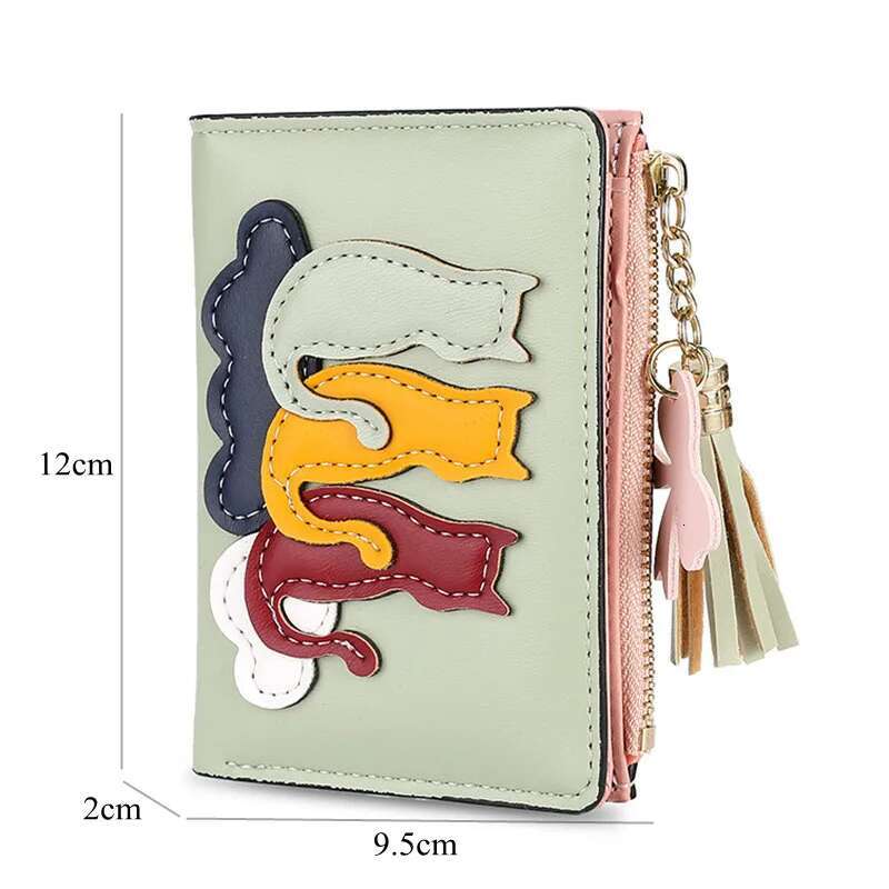 Cute PU Leather Short Women's Wallet Female Small Zipper Coin Purses Money Bags for Student Girls Credit Card Holder Hasp Clutch