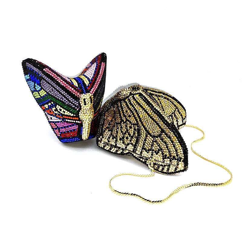 SIZE Elegant SMALL women evening party purses bridal wedding bag vintage butterfly crystal clutches bags