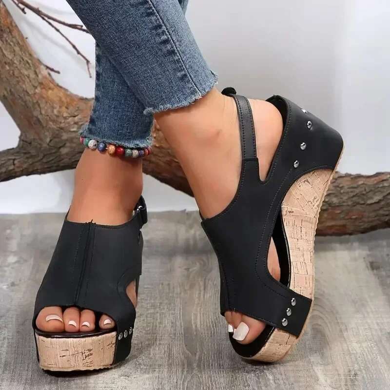 Plus Size Women's Peep Toe Platform Wedge Sandals New Fashion Dress High Heel Shoes for Women Outdoor Causal Sandalias De Mujer