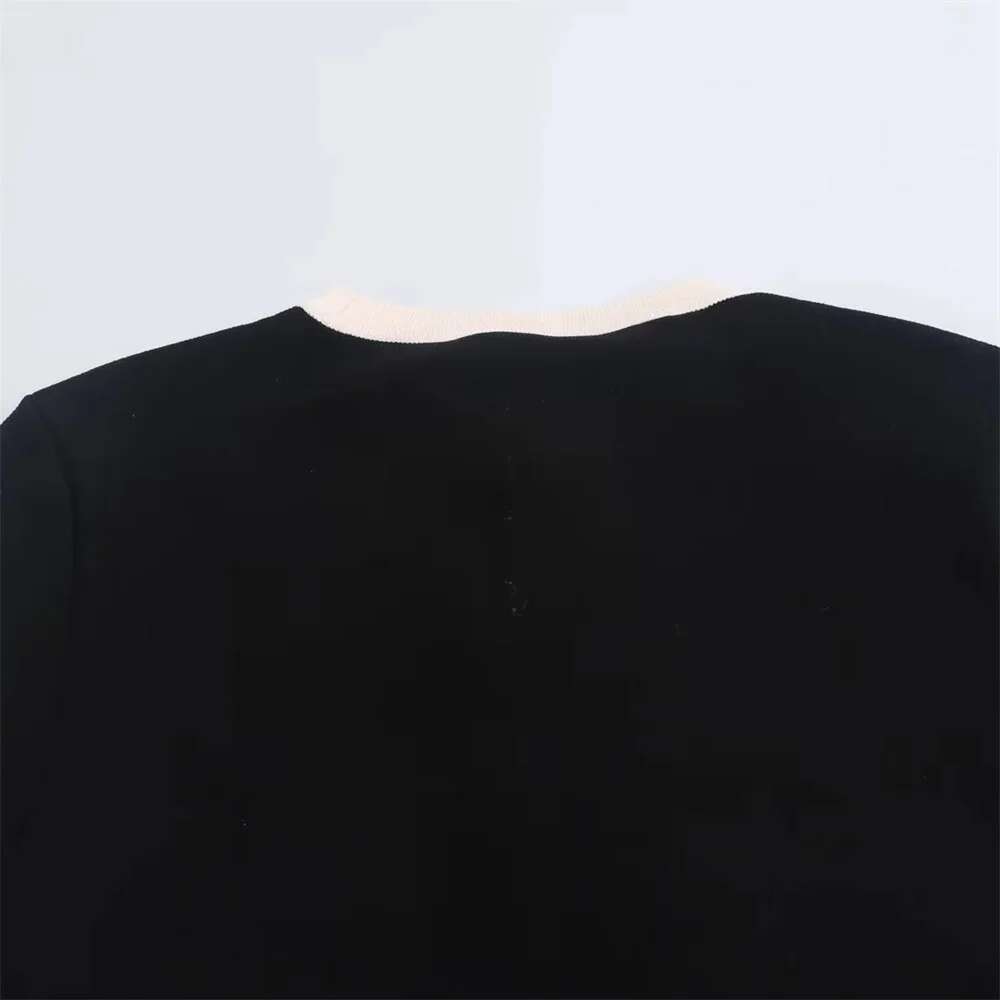 BMURHMZA Autumn New Product Women's with Small Fragrant Style Round Neck Wide Fold Knitted Short Sleeve Dress