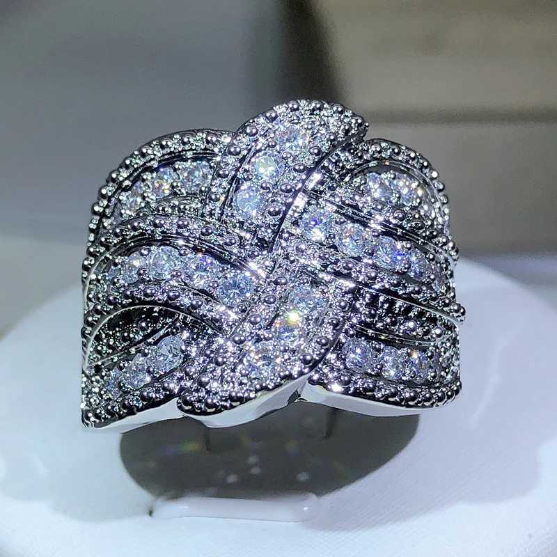 New Twinkling CZ Zircon Stone S925 Silver Color Band Rings for Women Wedding Engagement Fashion Luxury JewelryXJ250514