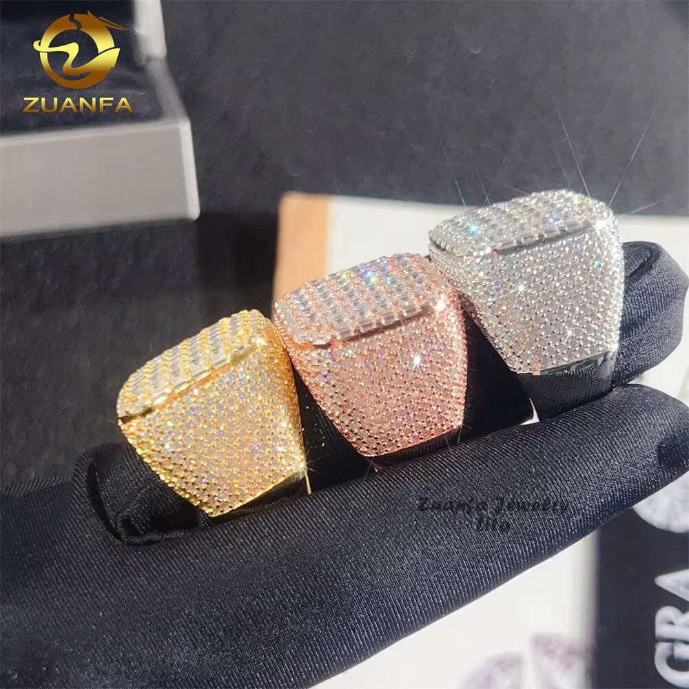 Fine Jewelry Hip Hop Luxury Champion Silver Iced Out Princess Cut VVS Moissanite Diamond Ring