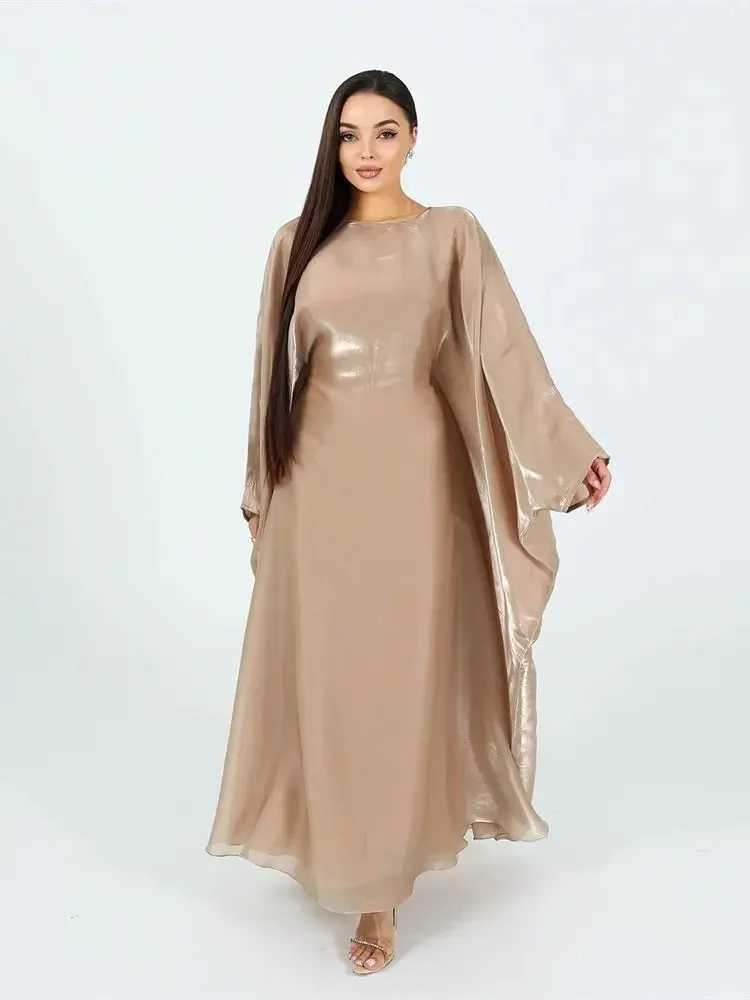 Batwing Butterfly Satin Abaya Dubai Luxury Muslim Kaftan Maxi Dress Abayas For Women Ka Robe Caftan Marocain Femme Vestidos X250514